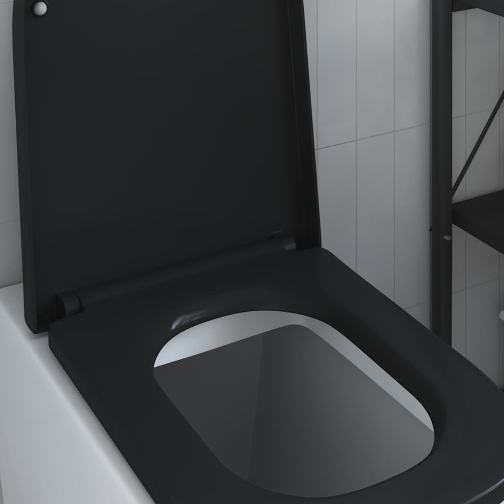 Schnellverschluss-WC-Sitz Schwarz 44,5 x 35 x 3,6 cm Duroplast