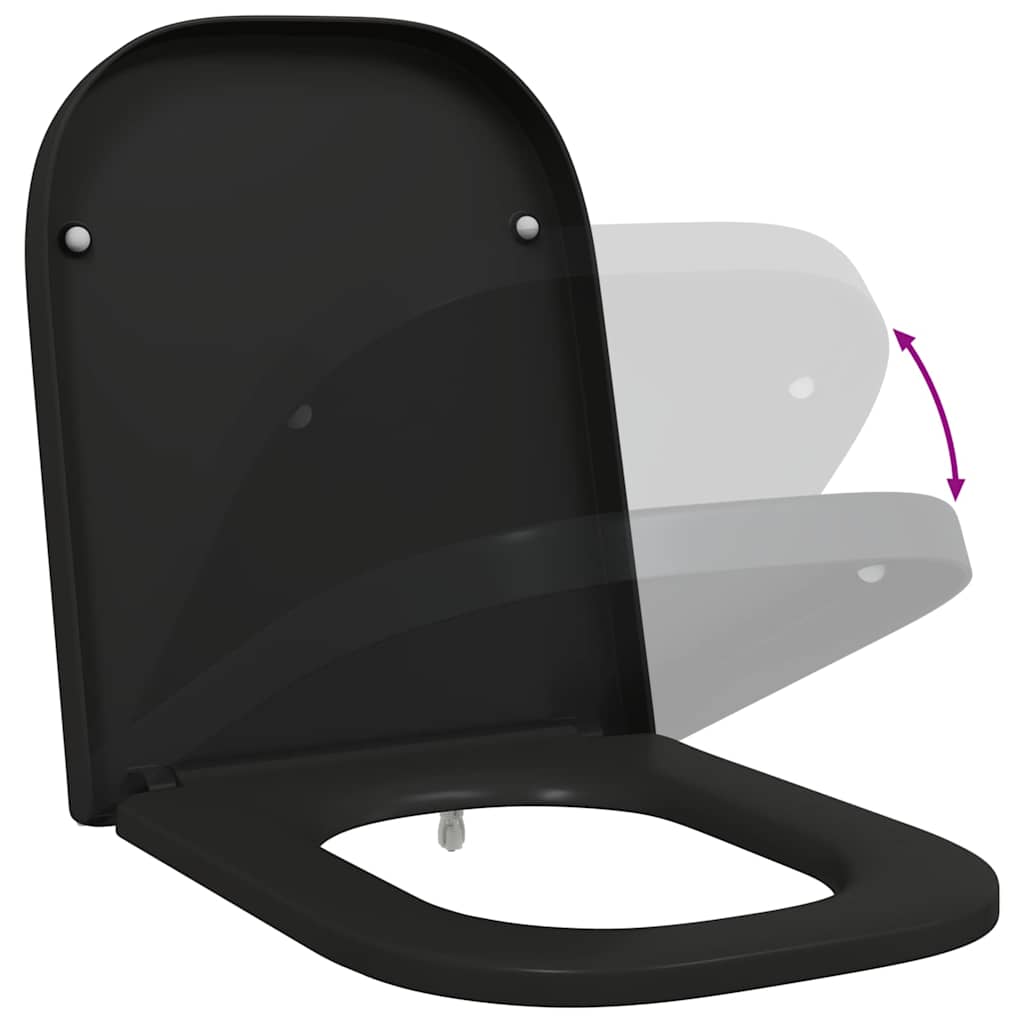 Schnellverschluss-WC-Sitz Schwarz 44,5 x 35 x 3,6 cm Duroplast