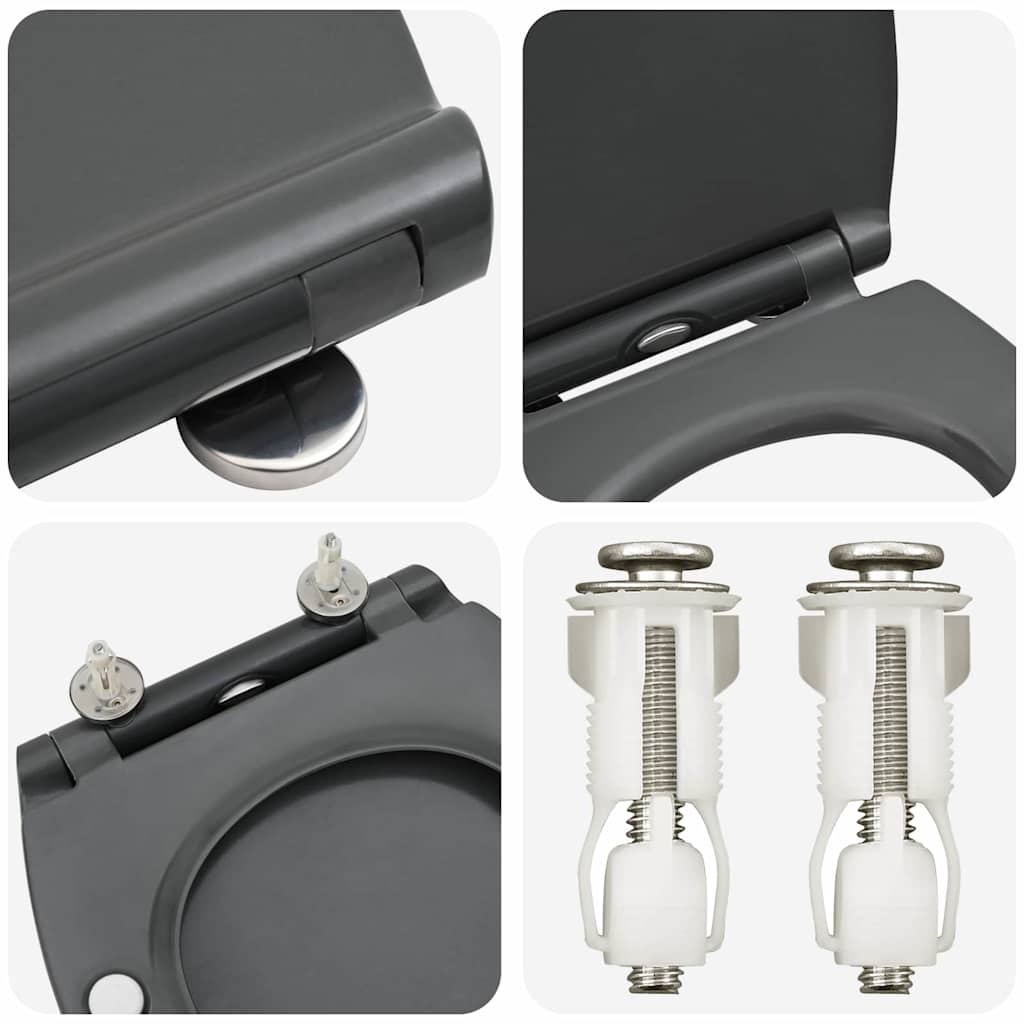 Schnellverschluss-WC-Sitz Anthrazit 45.5 x 37.5 x 3.8 cm