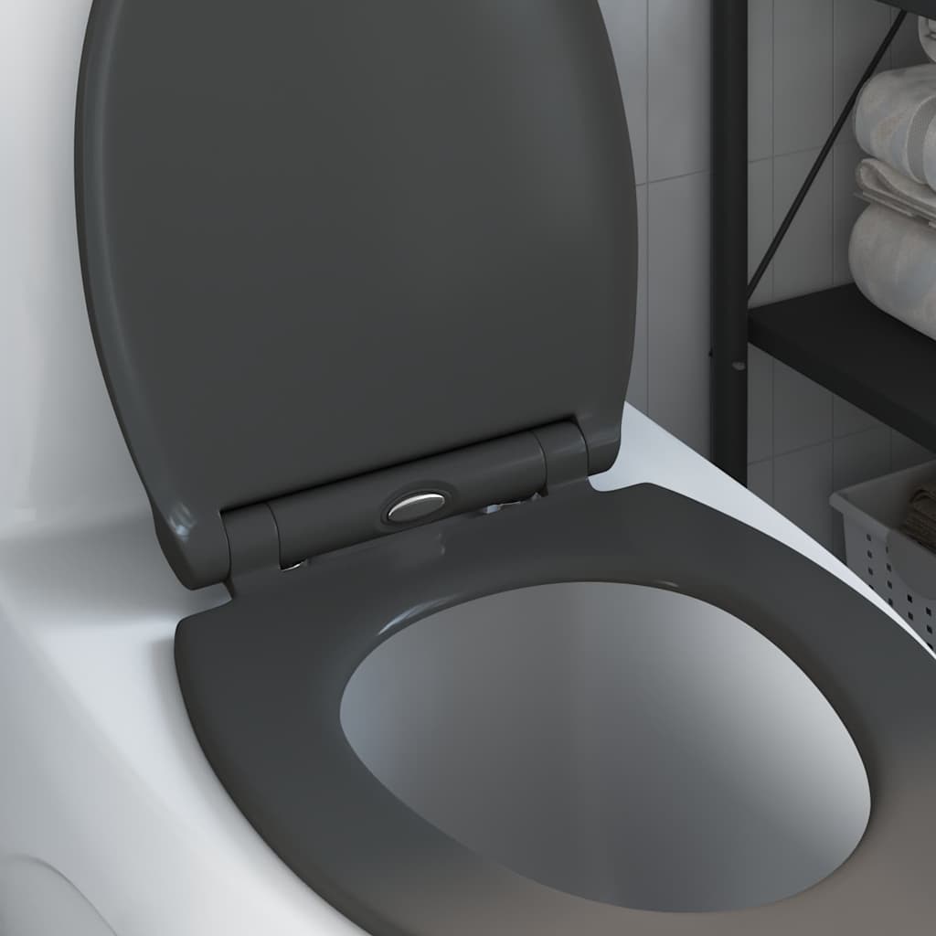 Schnellverschluss-WC-Sitz Anthrazit 45.5 x 37.5 x 3.8 cm