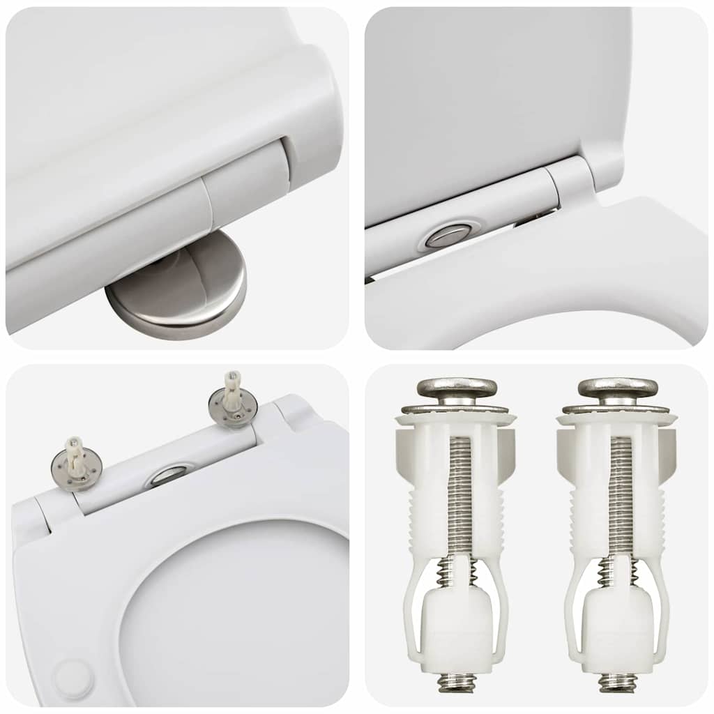 Schnellverschluss-WC-Sitz Weiß 45.5 x 37.5 x 3.8 cm Duroplast
