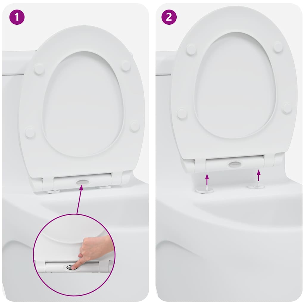 Schnellverschluss-WC-Sitz Weiß 45.5 x 37.5 x 3.8 cm Duroplast