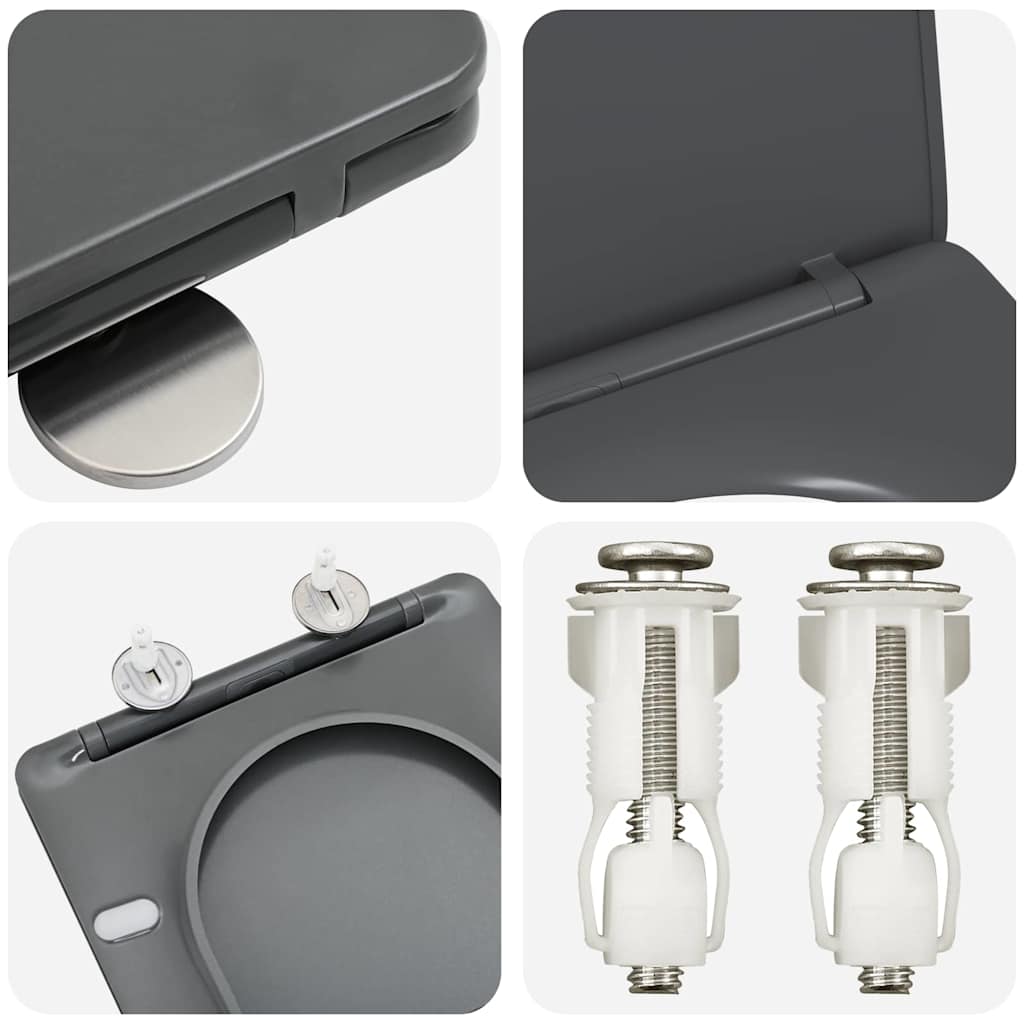 Schnellverschluss-WC-Sitz Anthrazit 44 x 36,4 x 3,4 cm