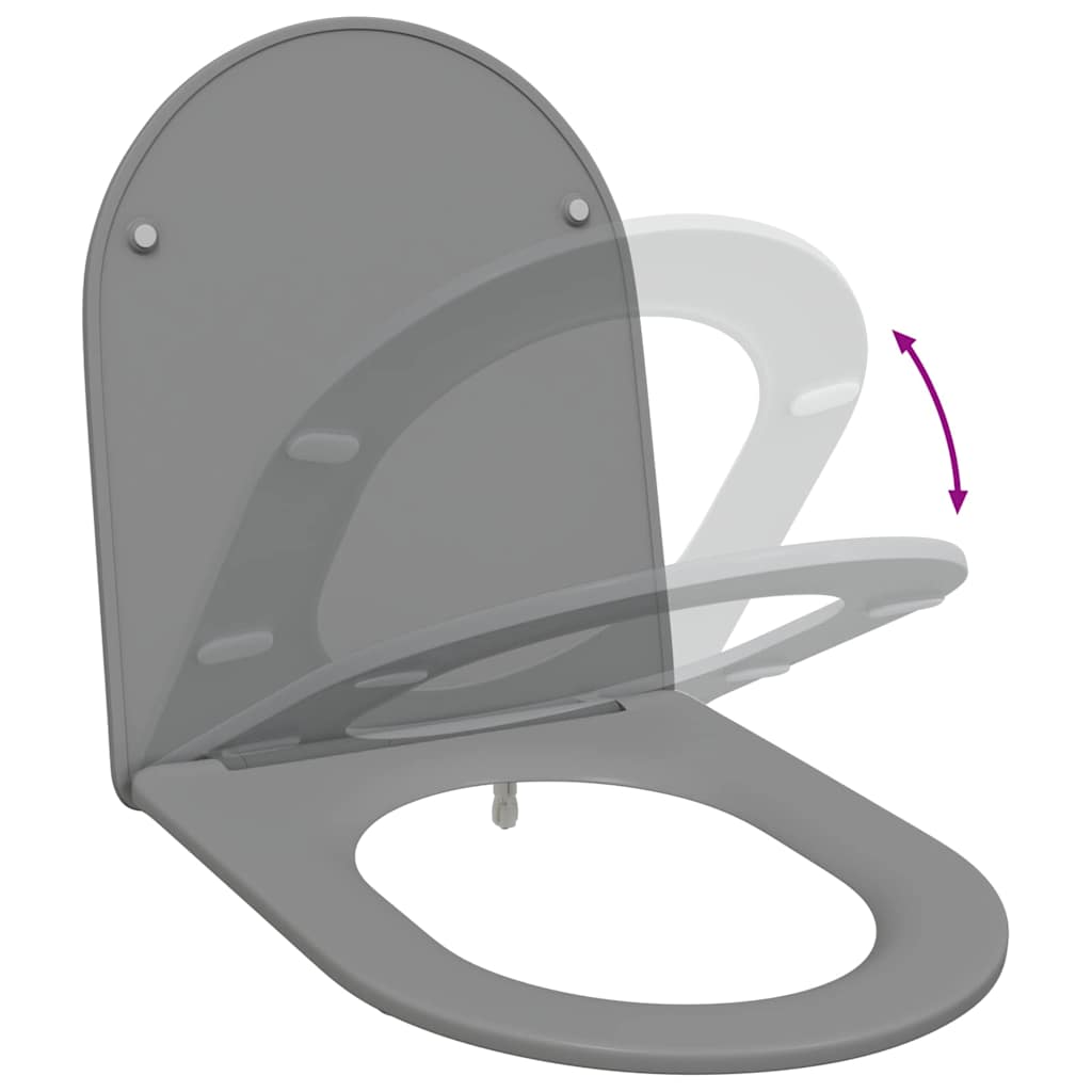 Schnellverschluss-WC-Sitz Grau 44 x 36,4 x 3,4 cm Duroplast