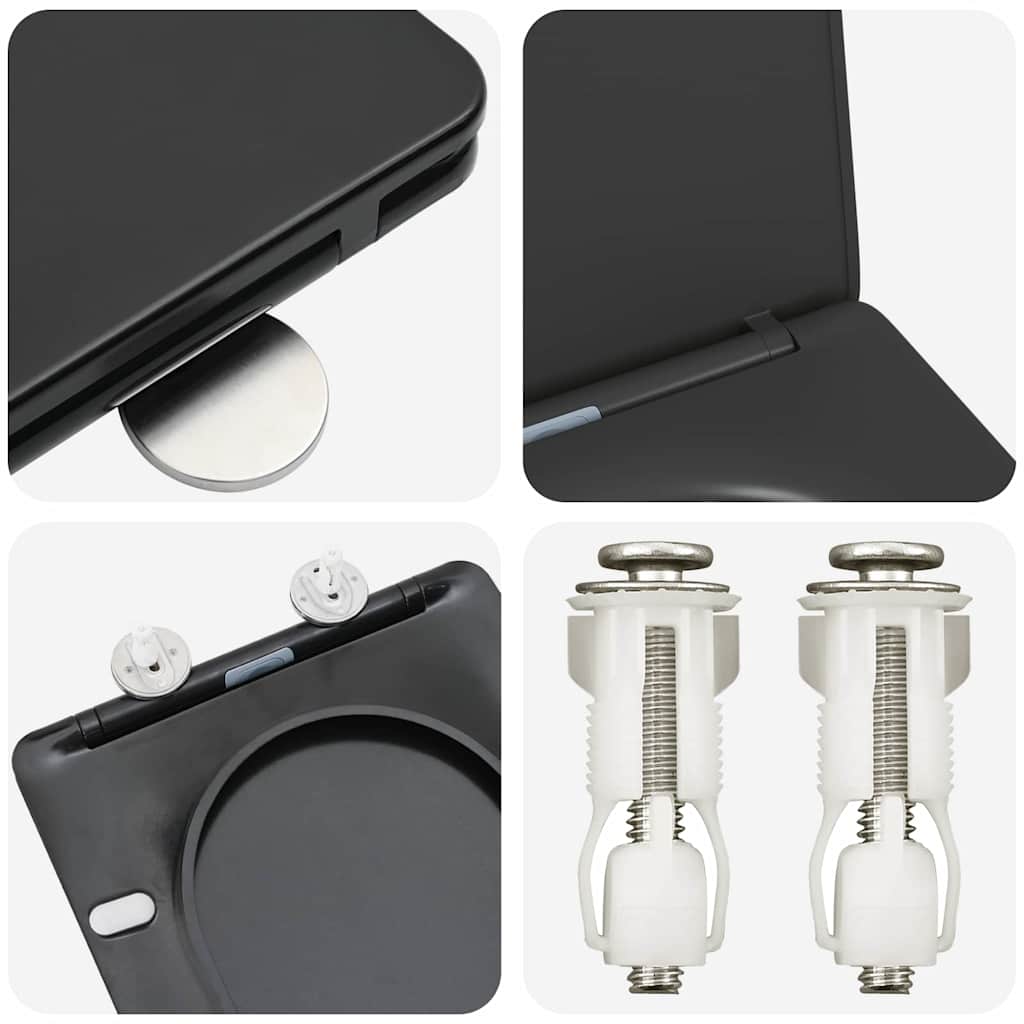Schnellverschluss-WC-Sitz Schwarz 44 x 36,4 x 3,4 cm Duroplast