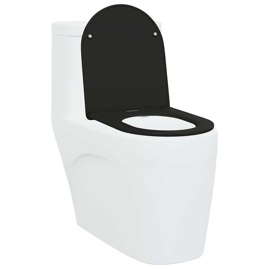 Schnellverschluss-WC-Sitz Schwarz 44 x 36,4 x 3,4 cm Duroplast