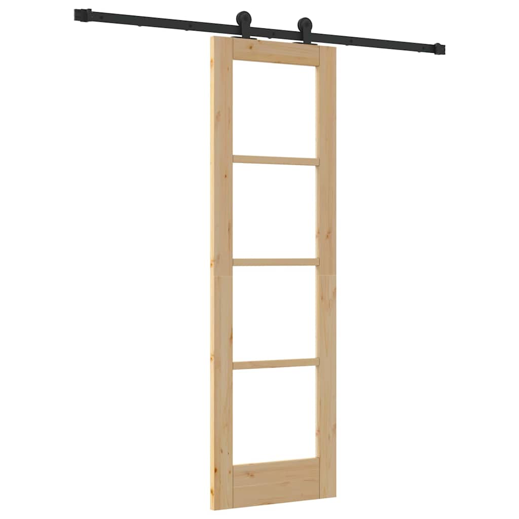 Schiebetür Manuell Braun 61 x 198.5 cm Holz und Metall