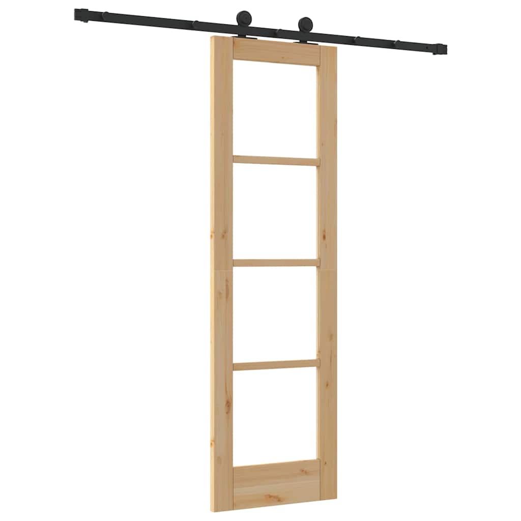 Schiebetür Manuell Braun 61 x 198.5 cm Holz und Metall
