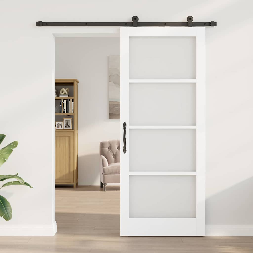Schiebetür Manuell Weiß 86 x 211 cm Holz und Metall