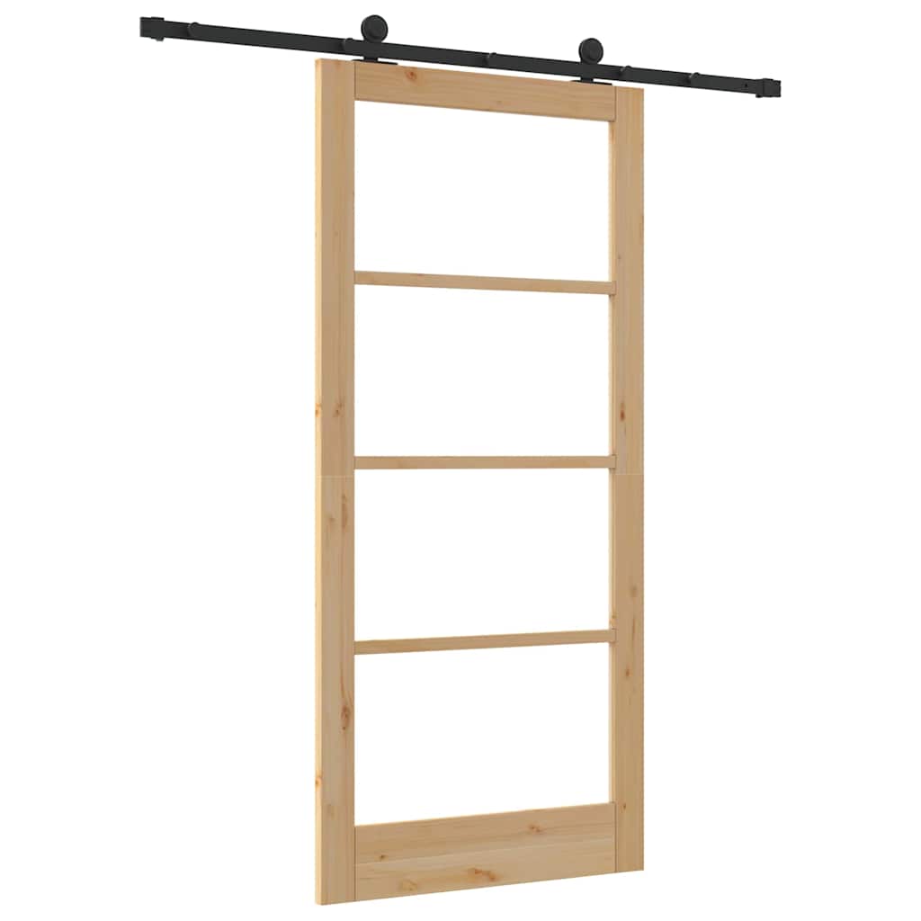 Schiebetür Manuell Braun 93 x 202 cm Holz und Metall