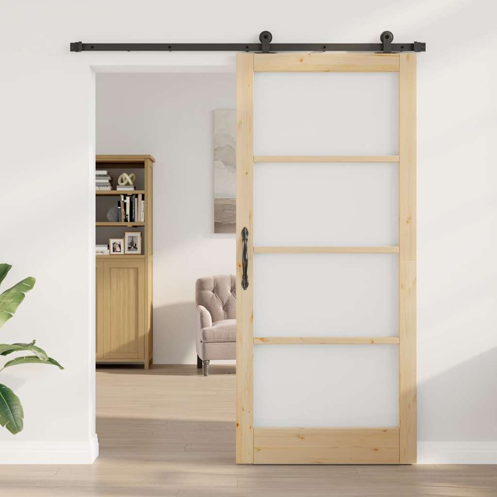 Schiebetür Manuell Braun 93 x 211 cm Holz und Metall