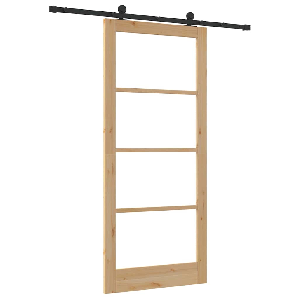 Schiebetür Manuell Braun 93 x 211 cm Holz und Metall
