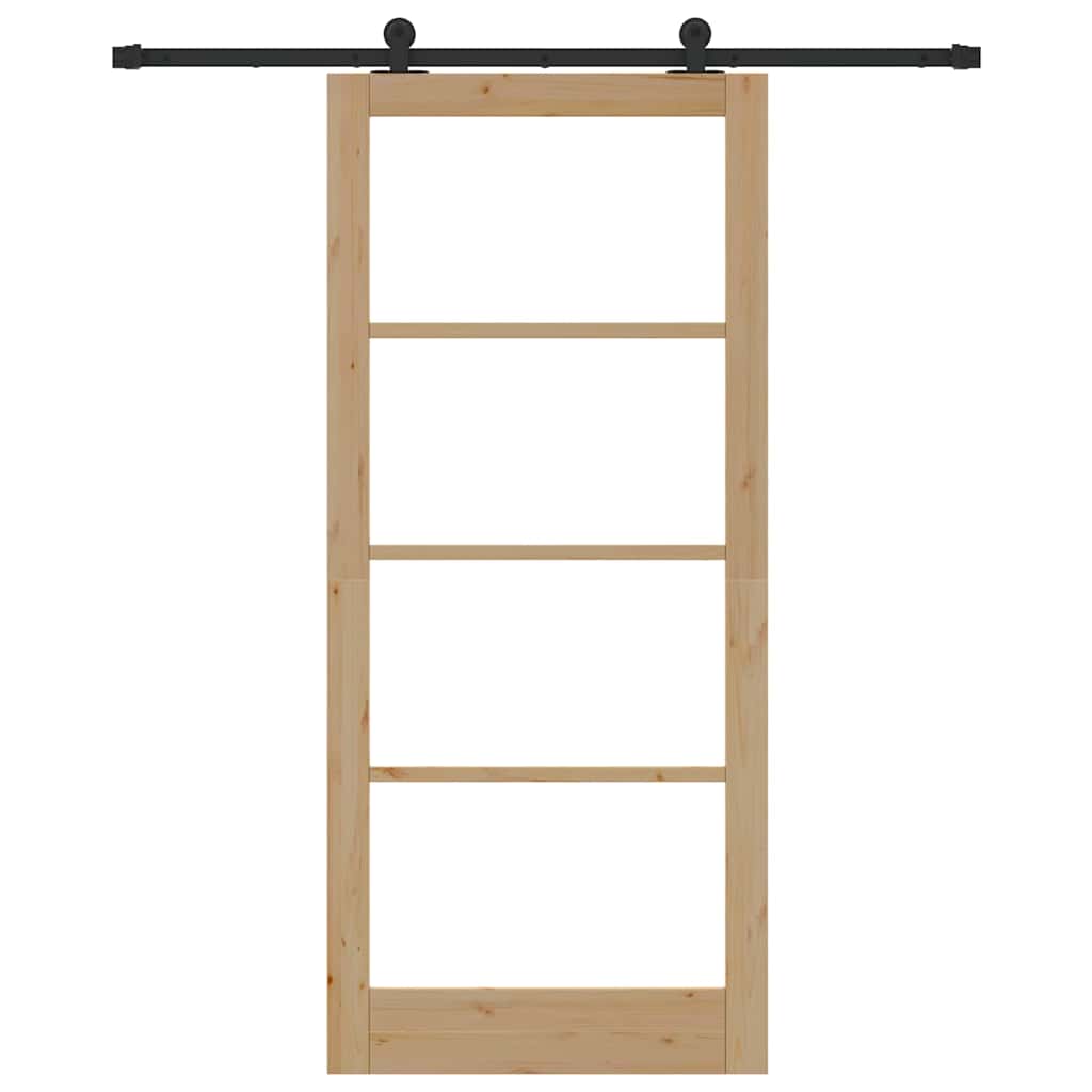 Schiebetür Manuell Braun 93 x 211 cm Holz und Metall