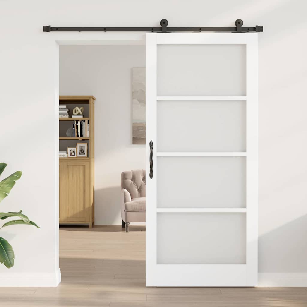 Schiebetür Manuell Weiß 93 x 211 cm Holz und Metall