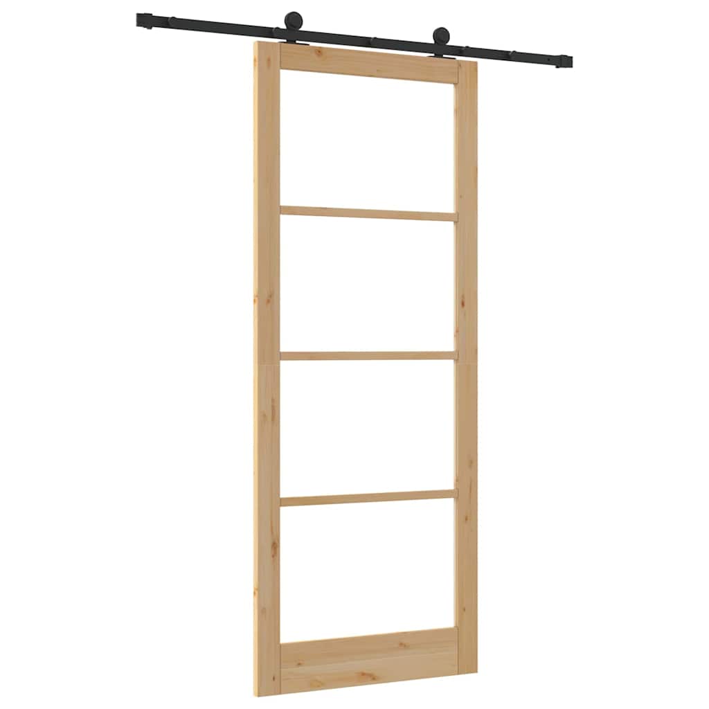 Schiebetür Manuell Braun 93 x 232 cm Holz und Metall
