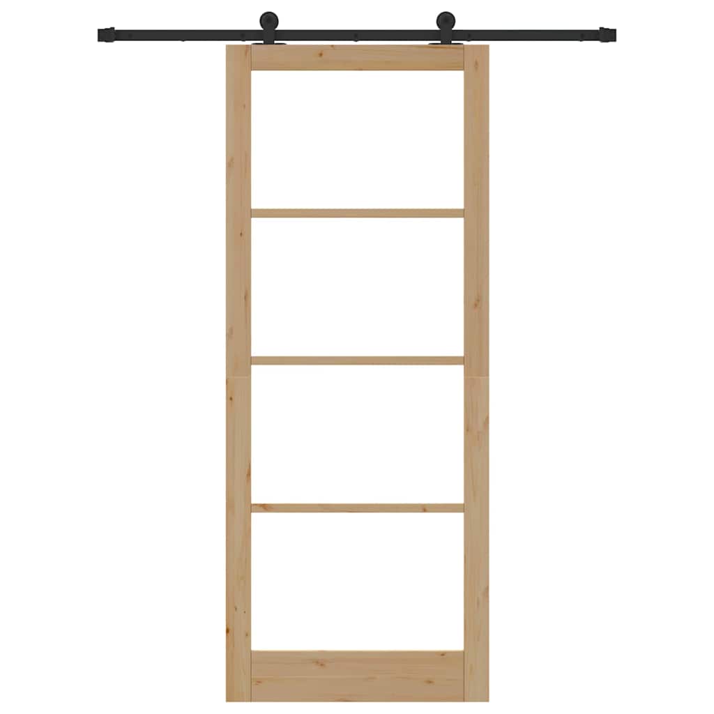 Schiebetür Manuell Braun 93 x 232 cm Holz und Metall