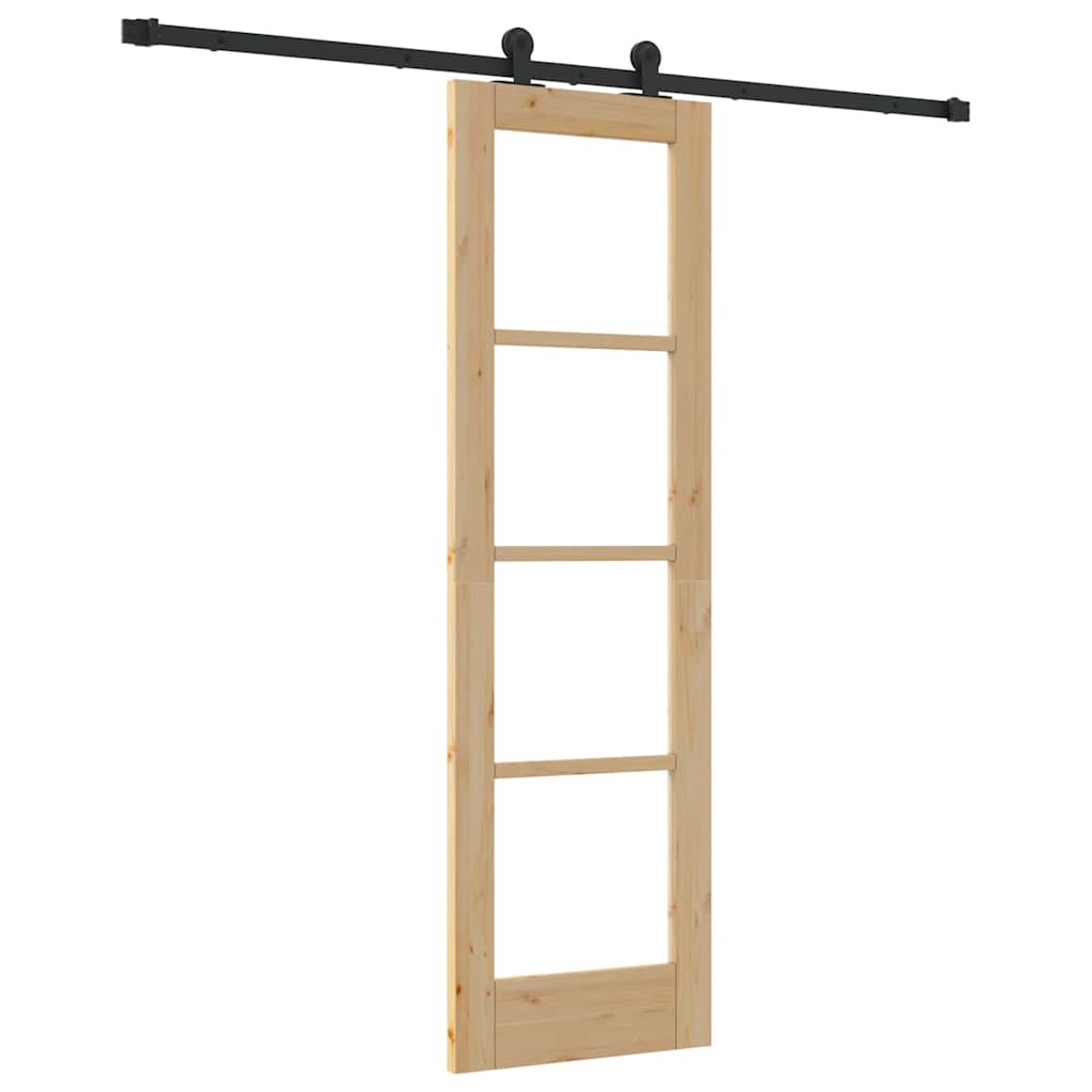 Schiebetür Manuell Braun 61 x 198.5 cm Holz und Metall
