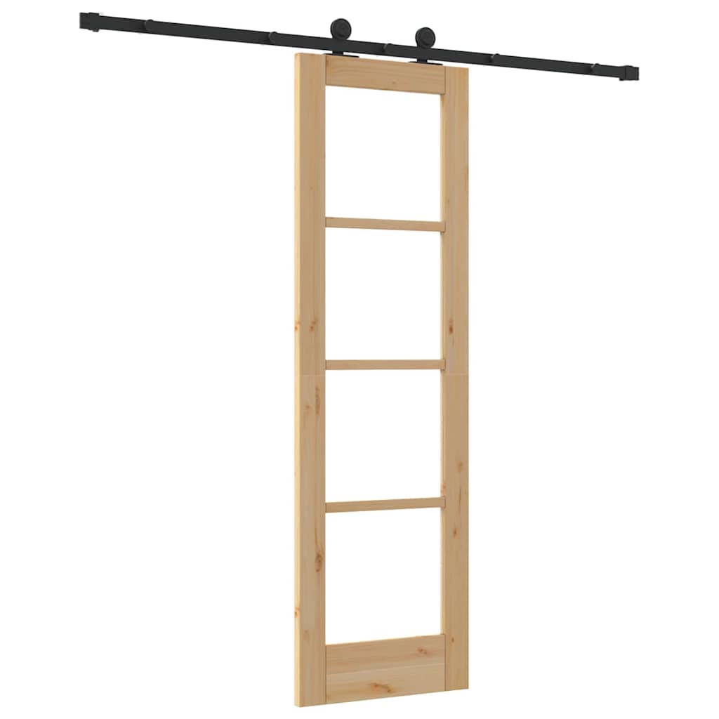 Schiebetür Manuell Braun 61 x 198.5 cm Holz und Metall