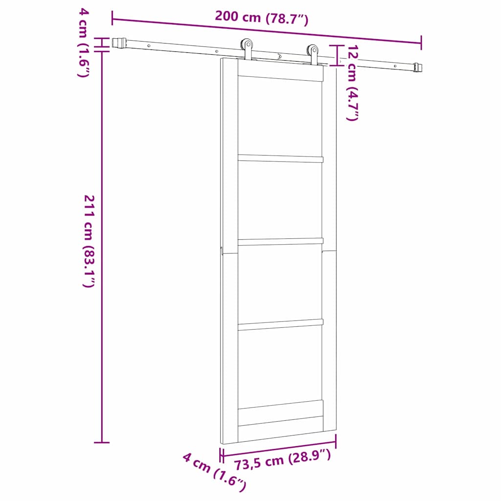 Schiebetür Manuell Weiß 73,5 x 211 cm Holz und Metall