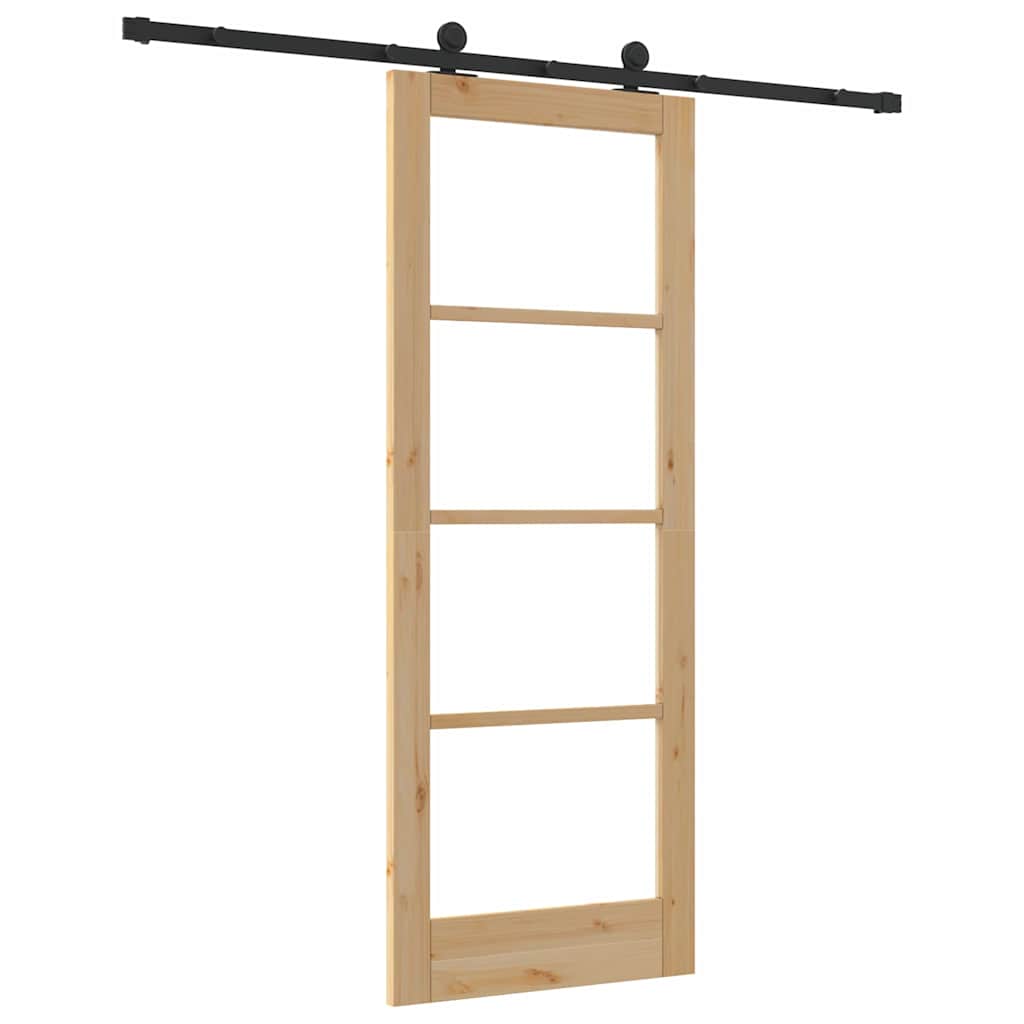 Schiebetür Manuell Braun 78 x 202 cm Holz und Metall