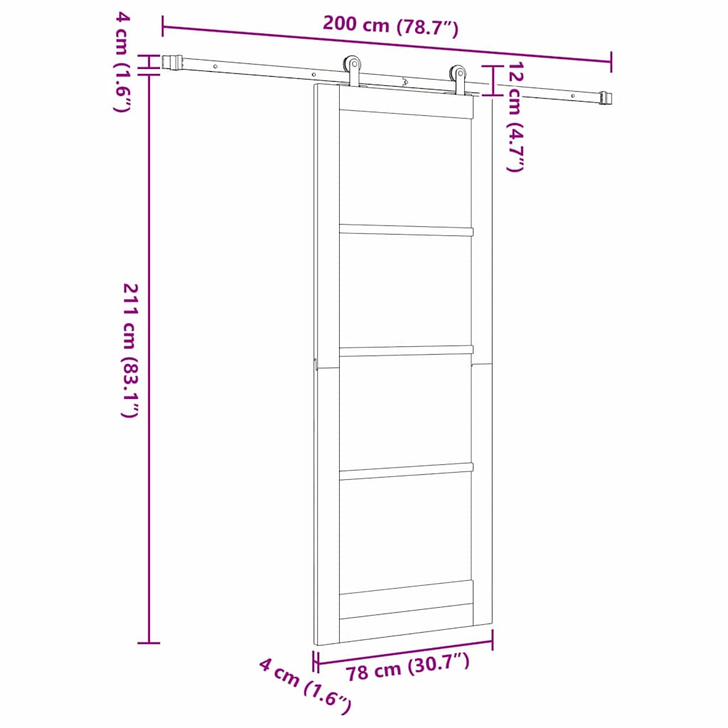 Schiebetür Manuell Weiß 78 x 211 cm Holz und Metall