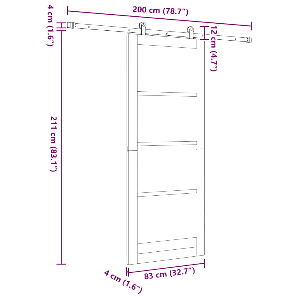 Schiebetür Manuell Weiß 83 x 211 cm Holz und Metall