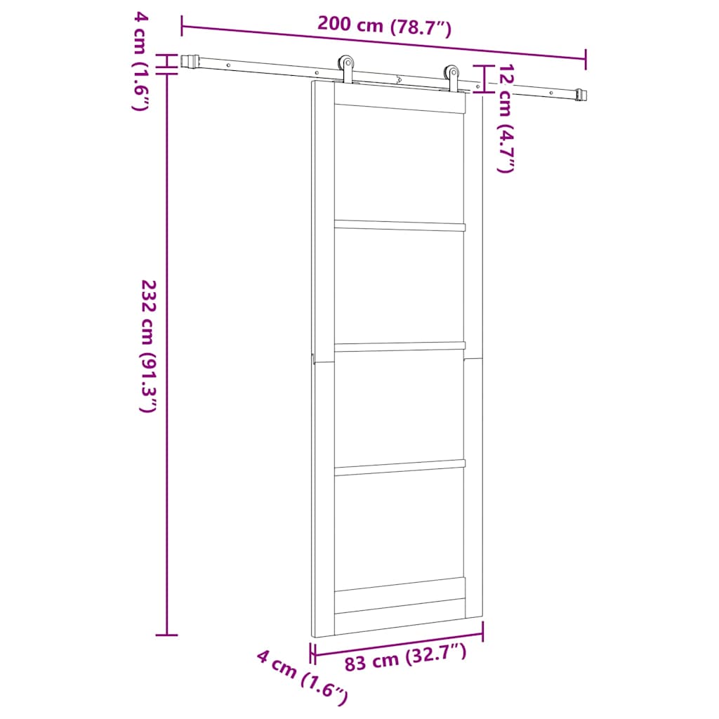 Schiebetür Manuell Weiß 83 x 232 cm Holz und Metall
