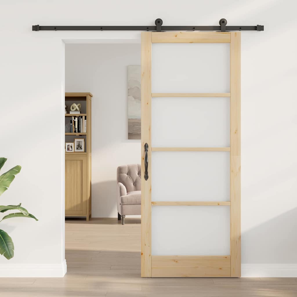 Schiebetür Manuell Braun 86 x 211 cm Holz und Metall