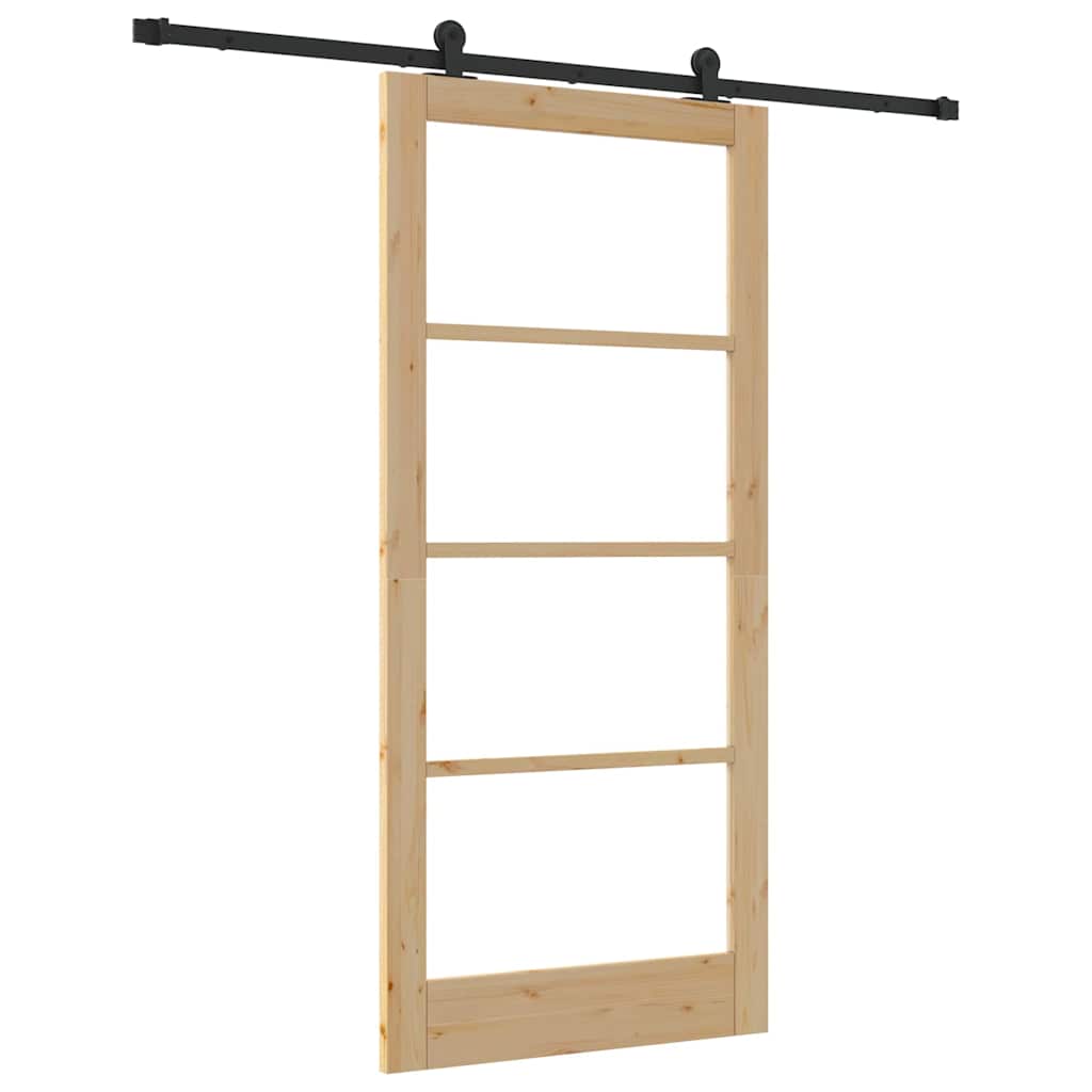 Schiebetür Manuell Braun 93 x 202 cm Holz und Metall