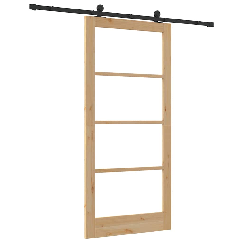 Schiebetür Manuell Braun 93 x 202 cm Holz und Metall