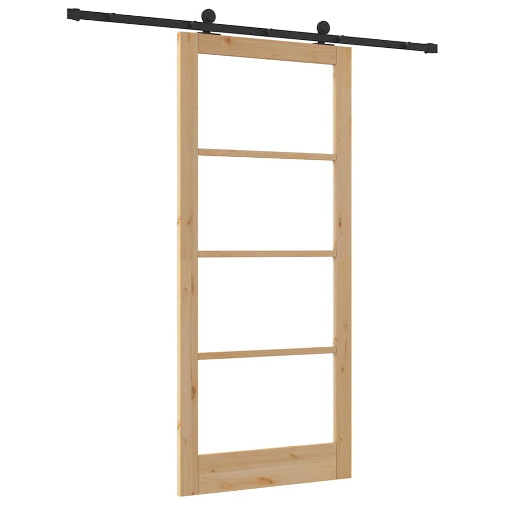 Schiebetür Manuell Braun 93 x 211 cm Holz und Metall