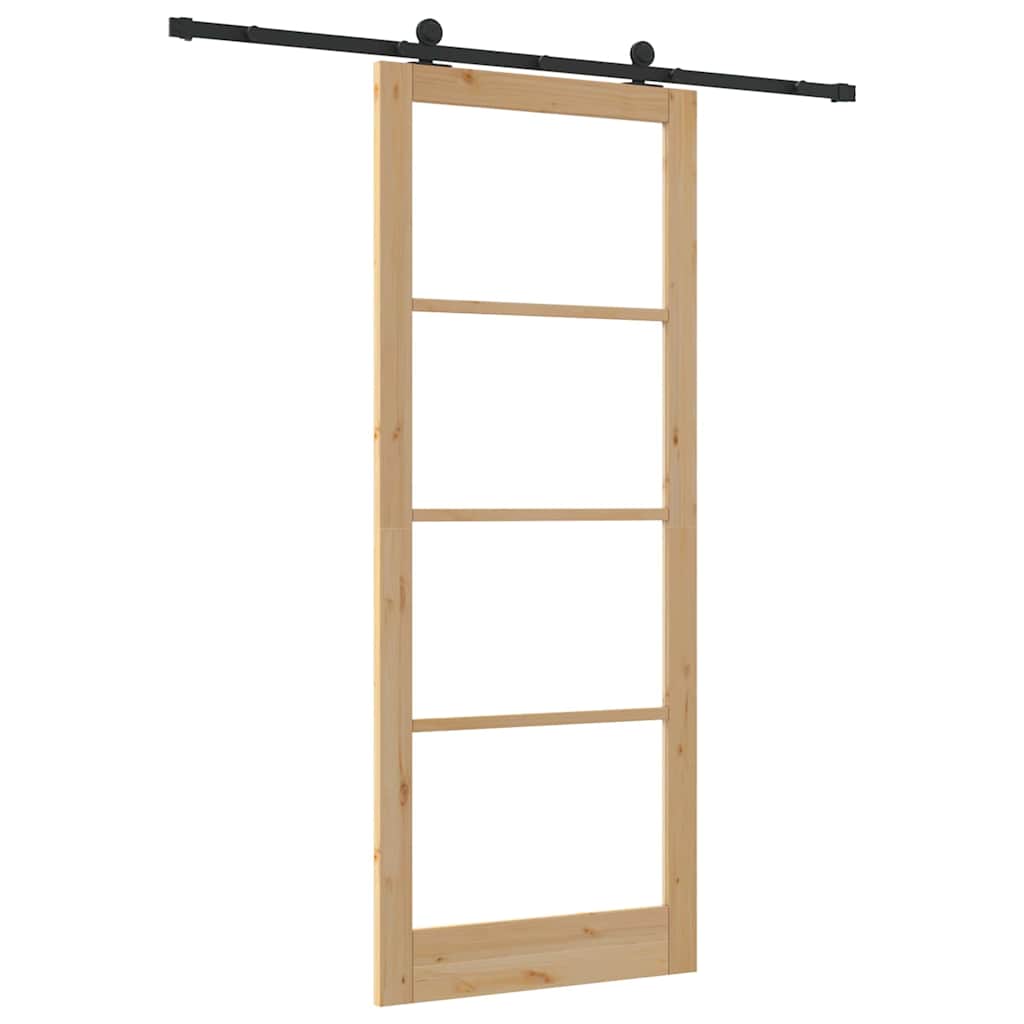 Schiebetür Manuell Braun 93 x 232 cm Holz und Metall