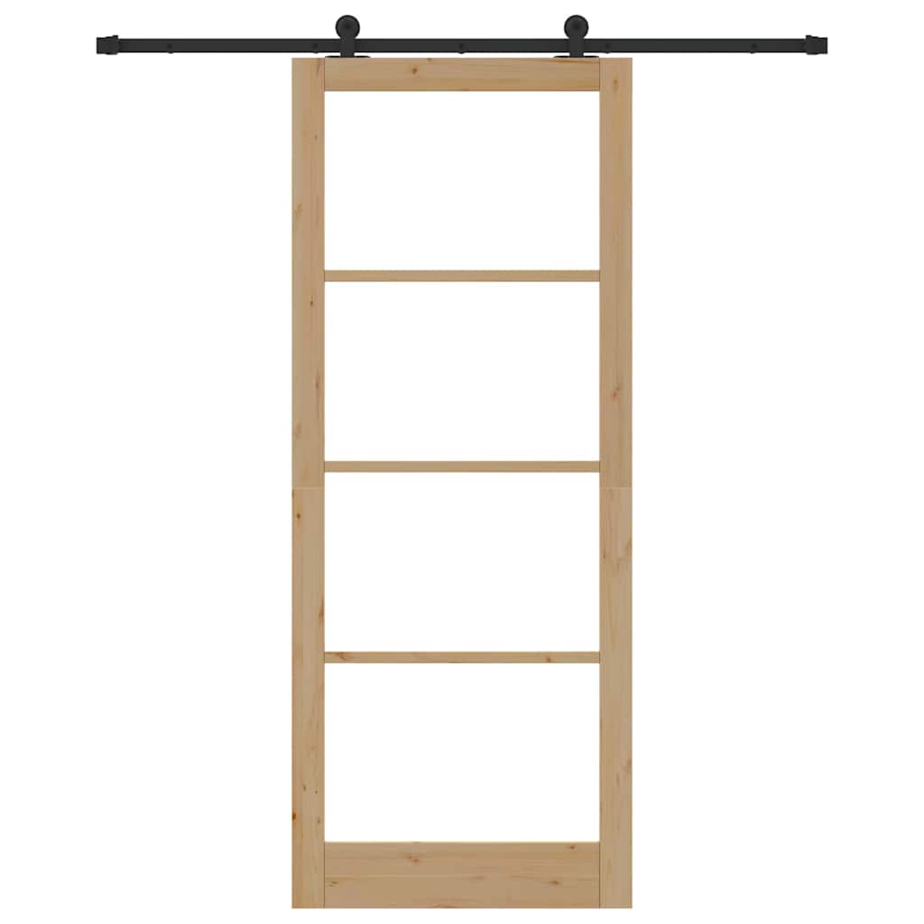 Schiebetür Manuell Braun 93 x 232 cm Holz und Metall
