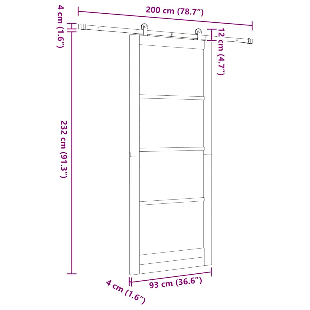 Schiebetür Manuell Weiß 93 x 232 cm Holz und Metall