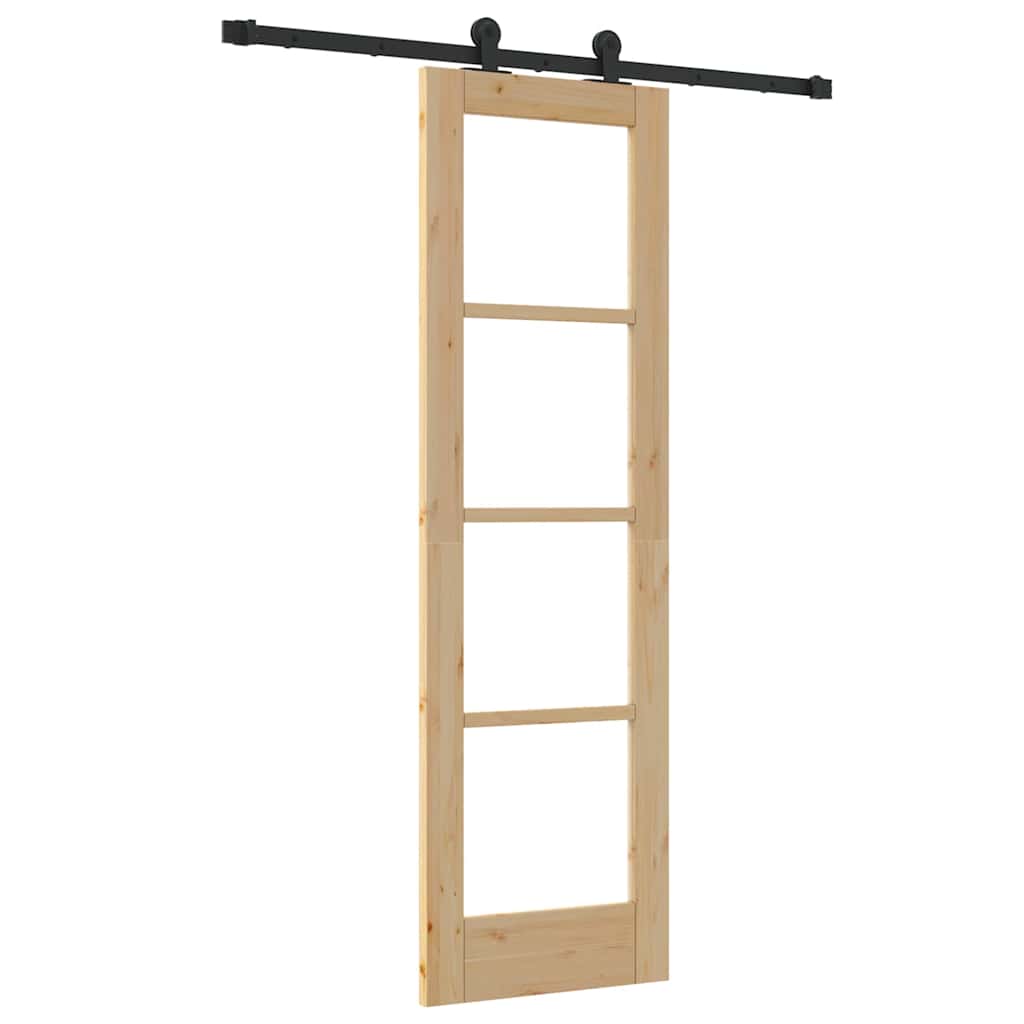 Schiebetür Manuell Braun 61 x 198.5 cm Holz und Metall