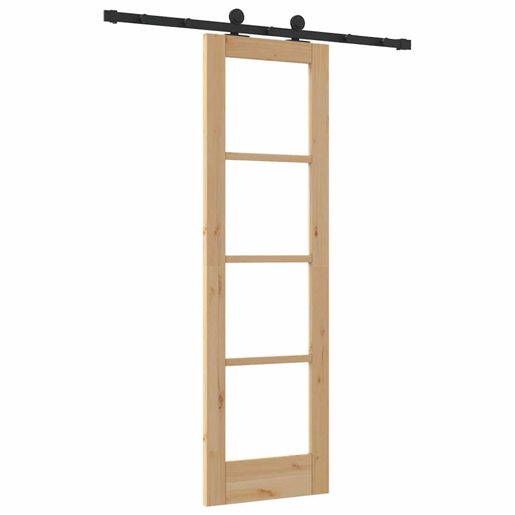 Schiebetür Manuell Braun 61 x 198.5 cm Holz und Metall