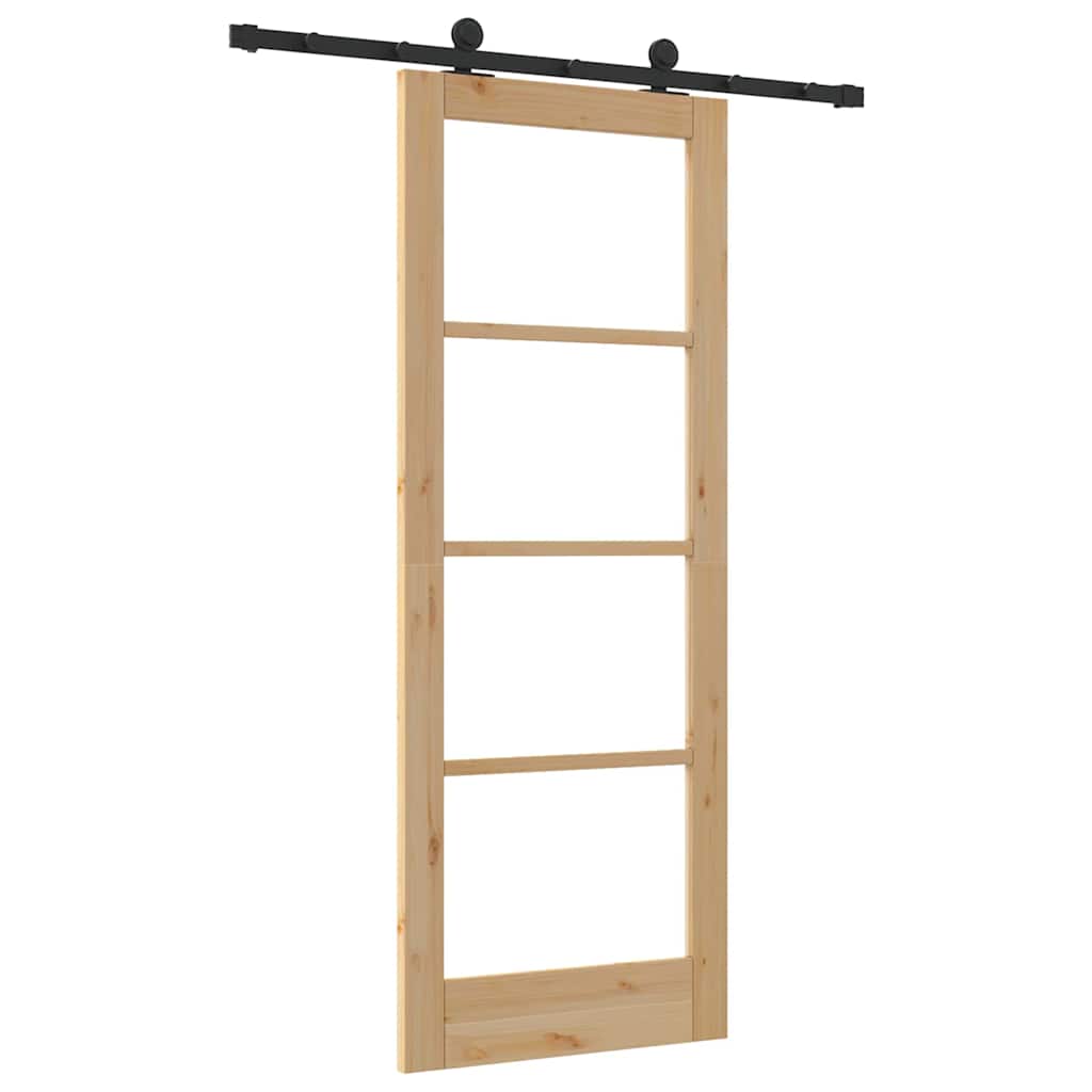 Schiebetür Manuell Braun 78 x 202 cm Holz und Metall