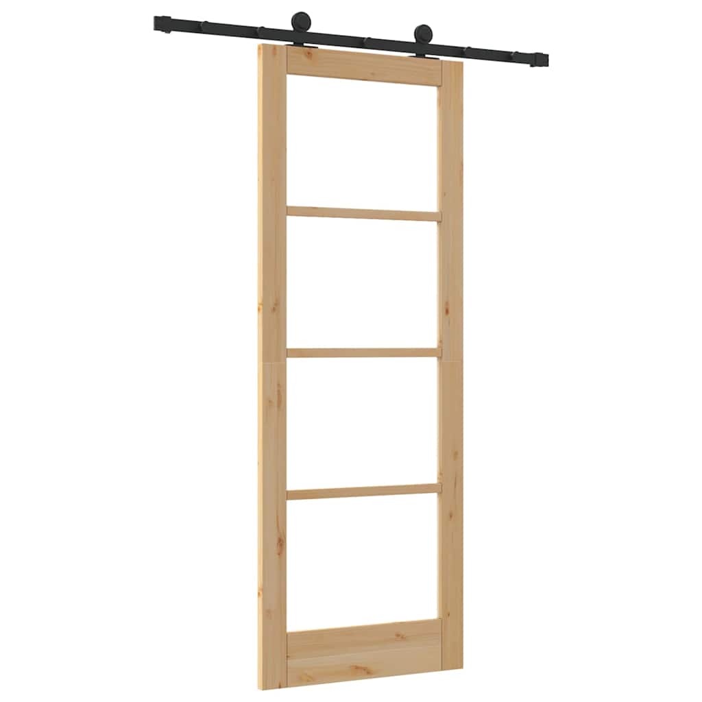 Schiebetür Manuell Braun 78 x 211 cm Holz und Metall
