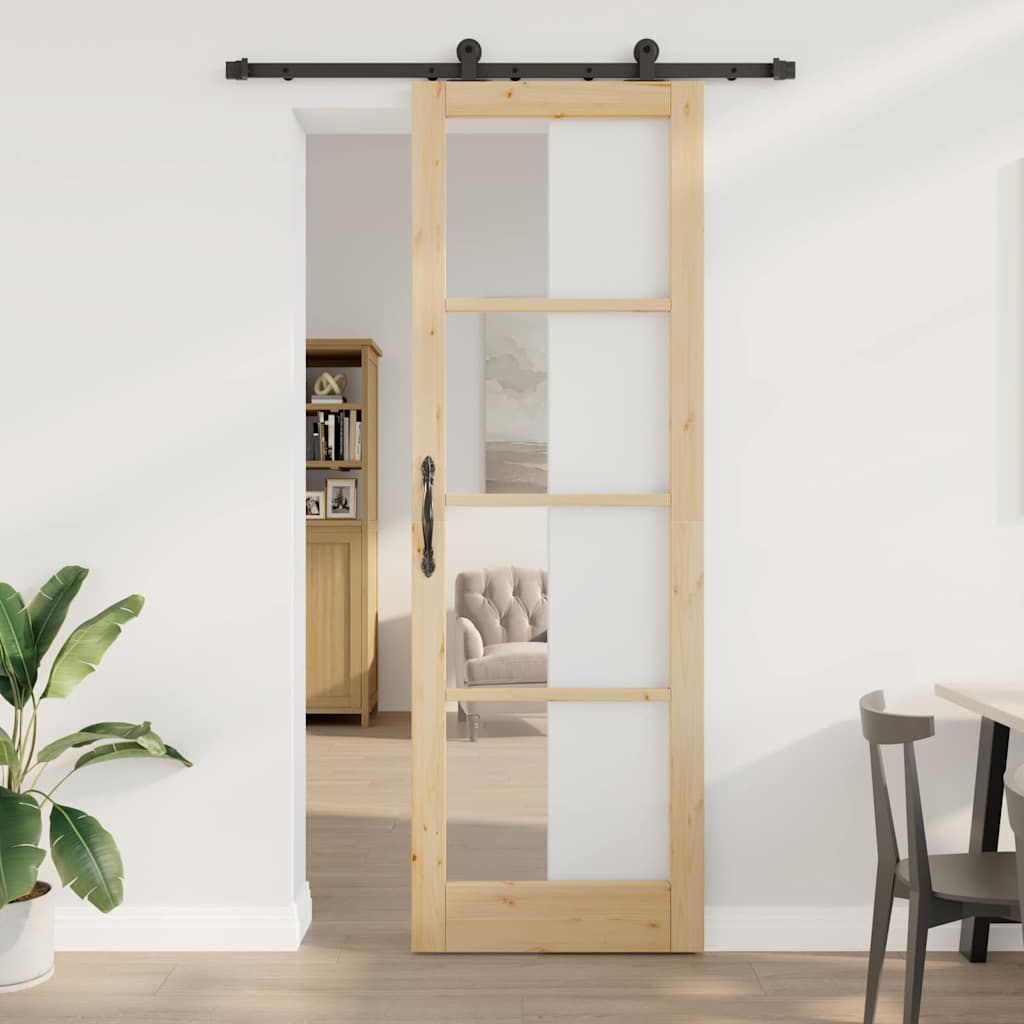 Schiebetür Manuell Braun 78 x 232 cm Holz und Metall