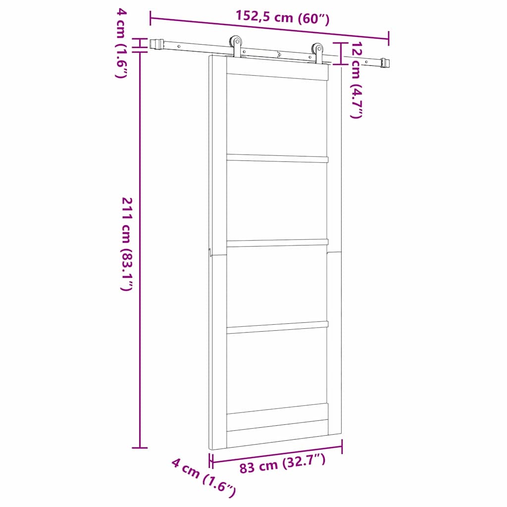 Schiebetür Manuell Weiß 83 x 211 cm Holz und Metall