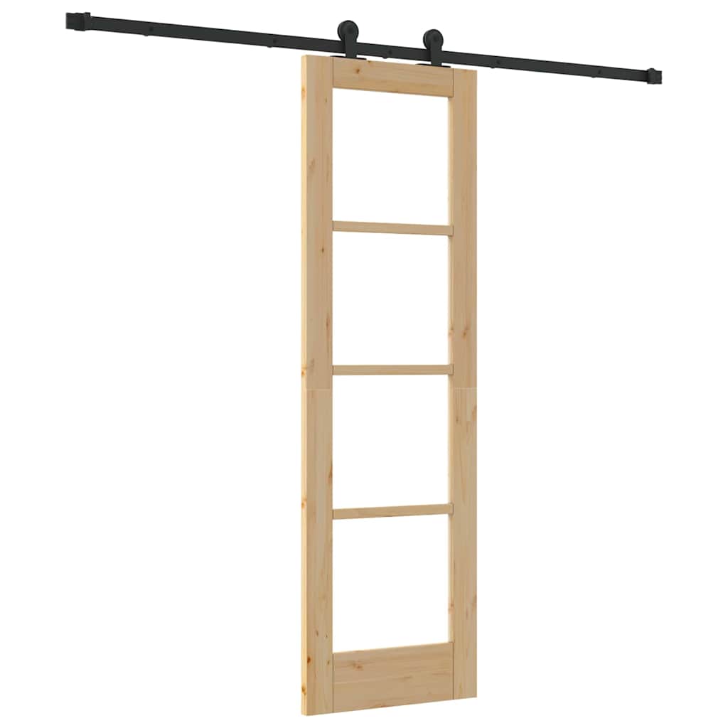Schiebetür Manuell Braun 61 x 198.5 cm Holz und Metall