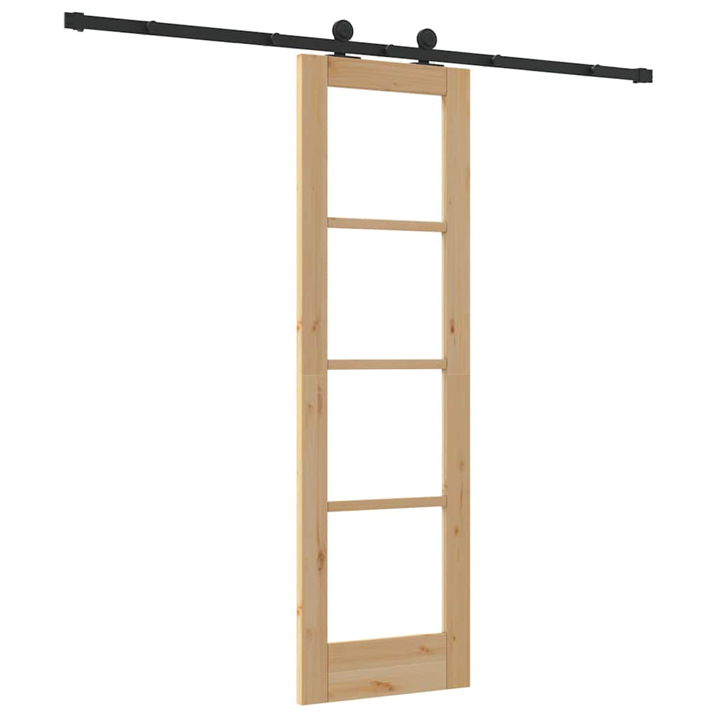 Schiebetür Manuell Braun 61 x 198.5 cm Holz und Metall