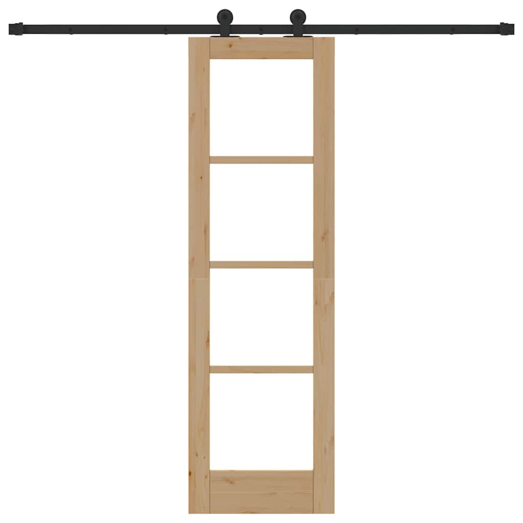 Schiebetür Manuell Braun 61 x 198.5 cm Holz und Metall