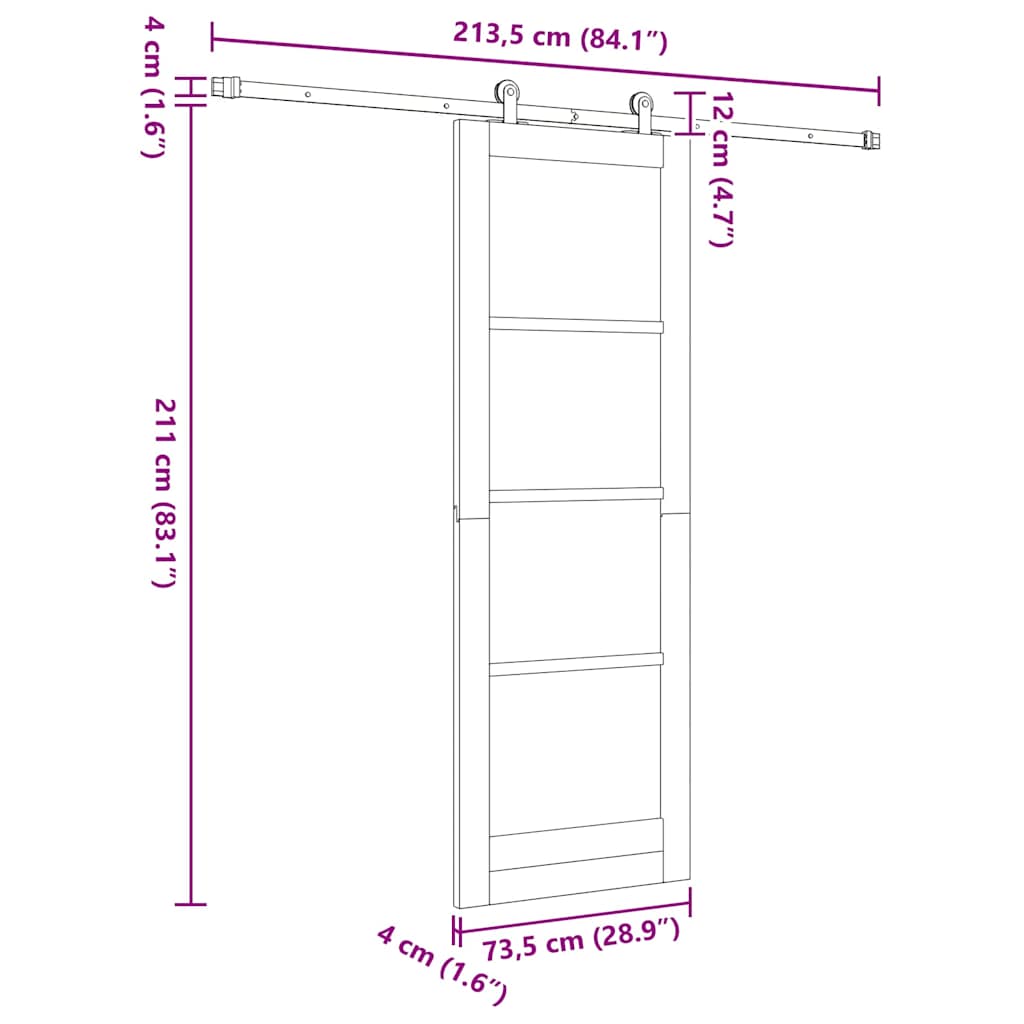 Schiebetür Manuell Braun 73,5 x 211 cm Holz und Metall