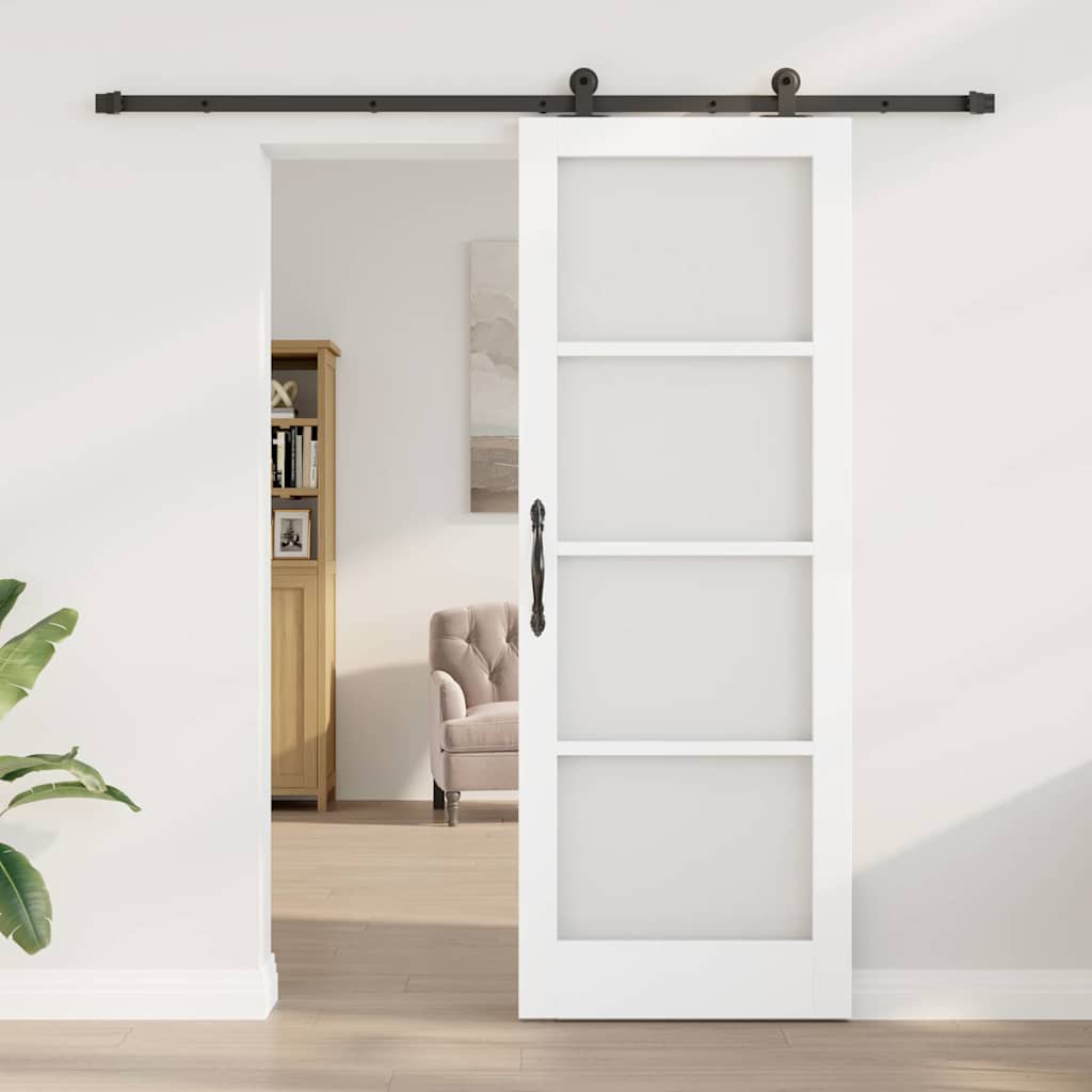 Schiebetür Manuell Weiß 78 x 211 cm Holz und Metall