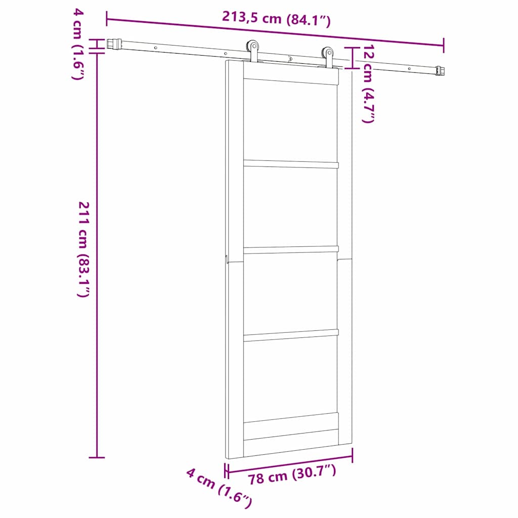 Schiebetür Manuell Weiß 78 x 211 cm Holz und Metall