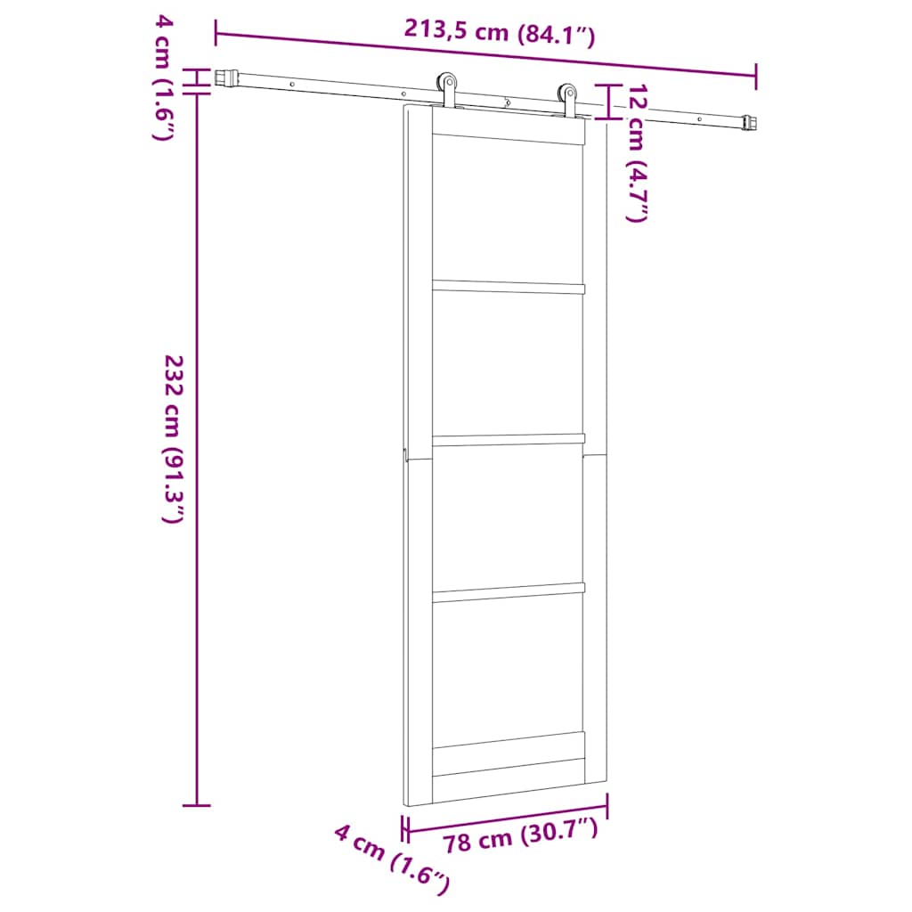 Schiebetür Manuell Braun 78 x 232 cm Holz und Metall