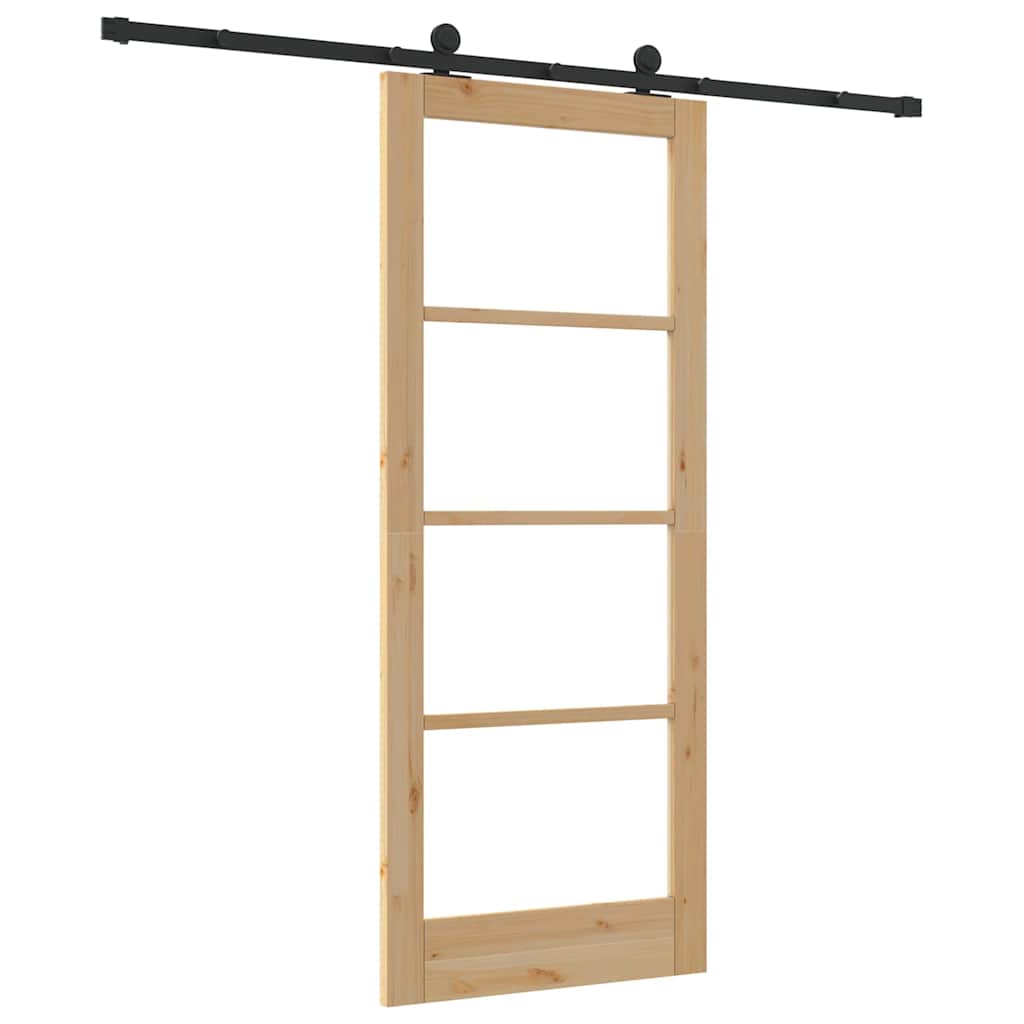 Schiebetür Manuell Braun 83 x 202 cm Holz und Metall
