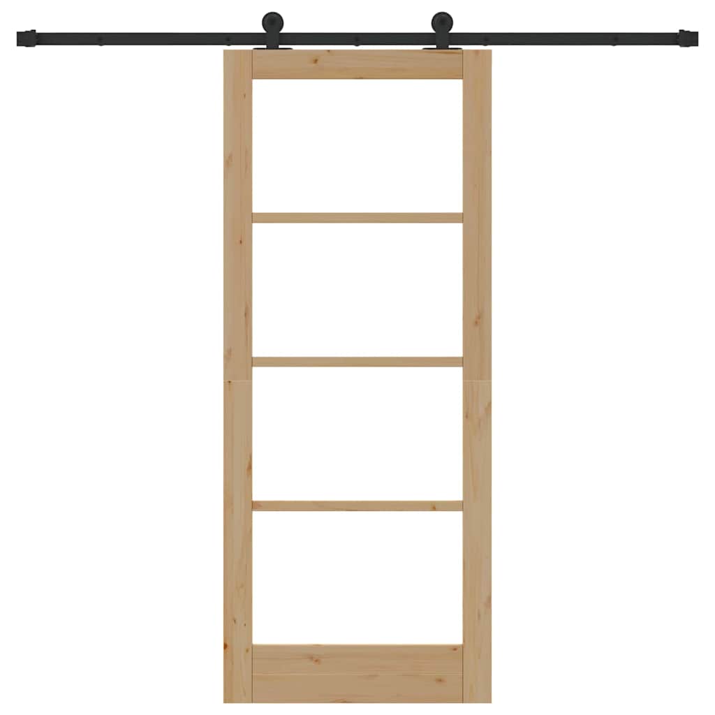 Schiebetür Manuell Braun 83 x 202 cm Holz und Metall