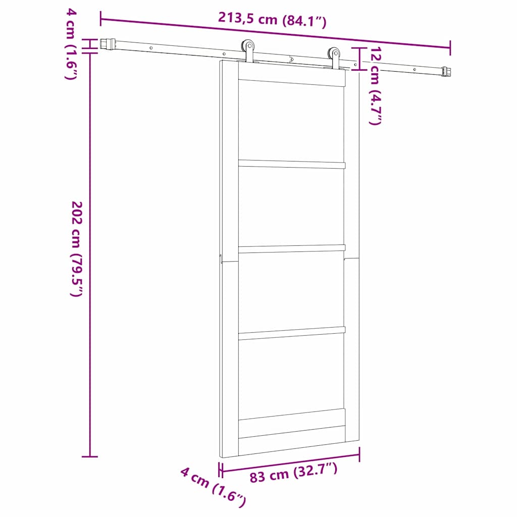 Schiebetür Manuell Weiß 83 x 202 cm Holz und Metall